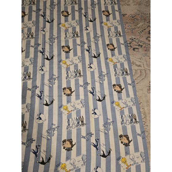 Vintage Looney Tunes Flat Sheet 90 X 68 1996 Warner Bros Bugs Bunny Taz Daffy - Picture 4 of 10
